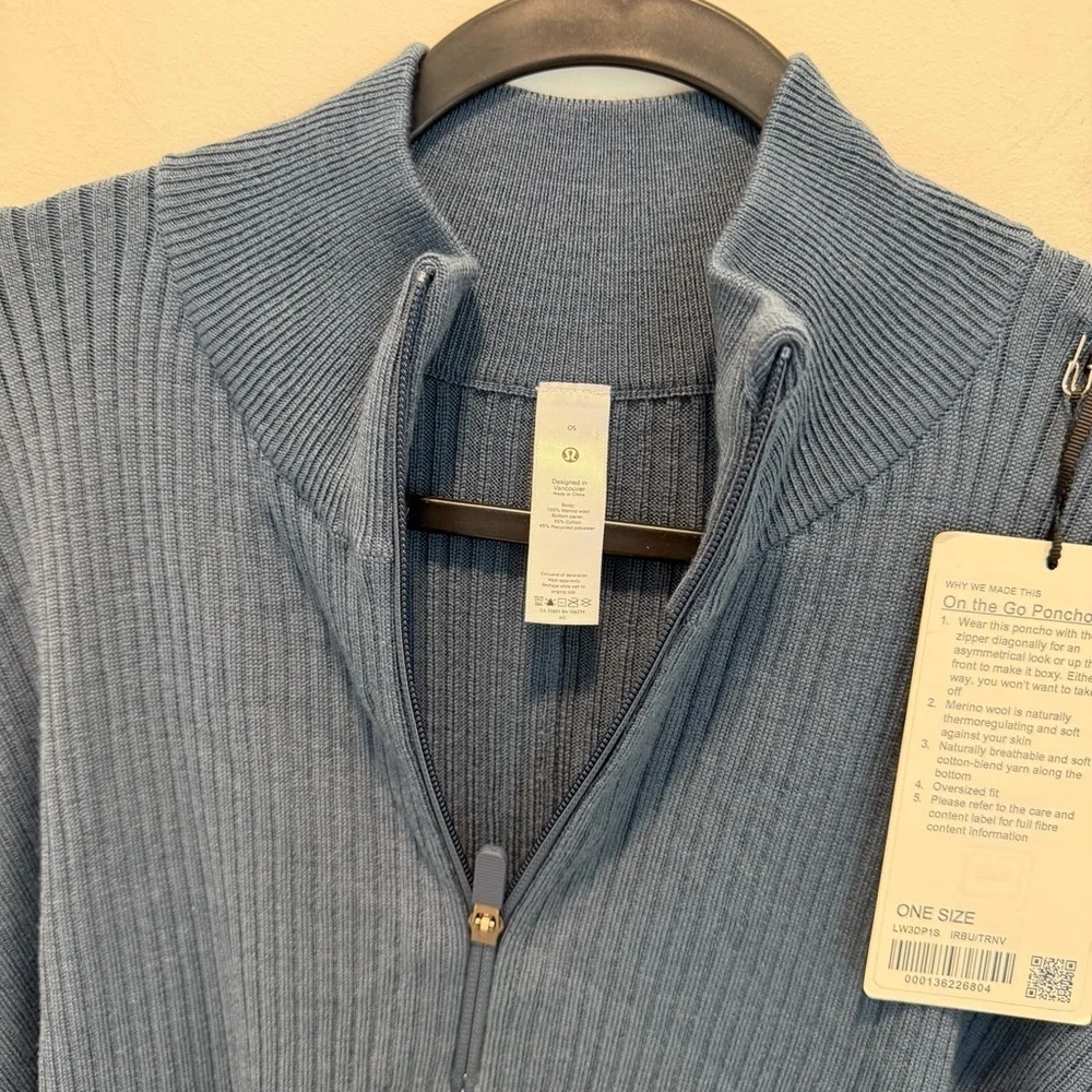 NWT Lululemon On The Go Poncho Iron Blue / True Navy